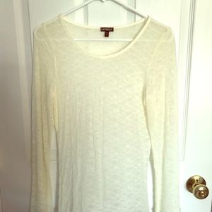 EXPRESS- White sheer lace long sleeve top